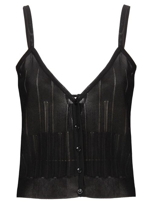 maglia nera con dettagli a righe Saint Laurent | 780393Y76OE1000